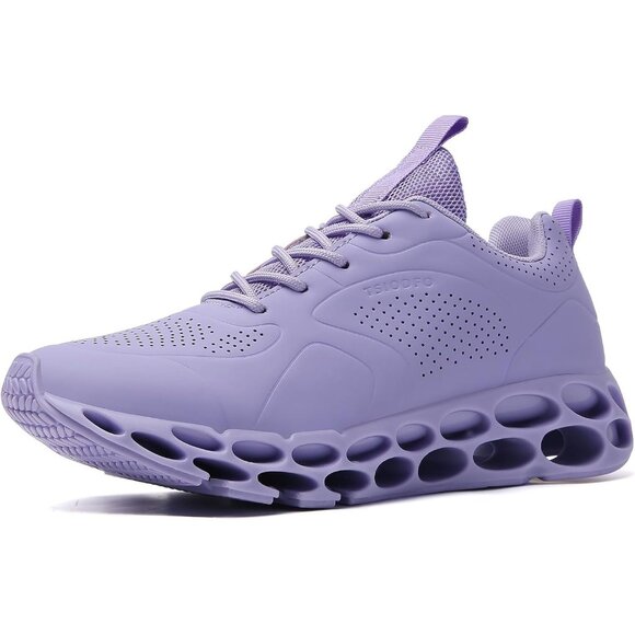 Women's Light Purple Walking Running Tennis Non Slip Athletic Sneakers Shoes - Picture 2 of 7